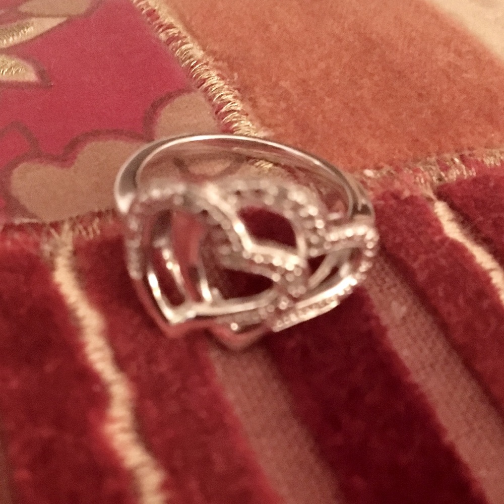 Sterling Silver (925) Hearts Ring w/Marcasite (8) - Picture 2 of 7
